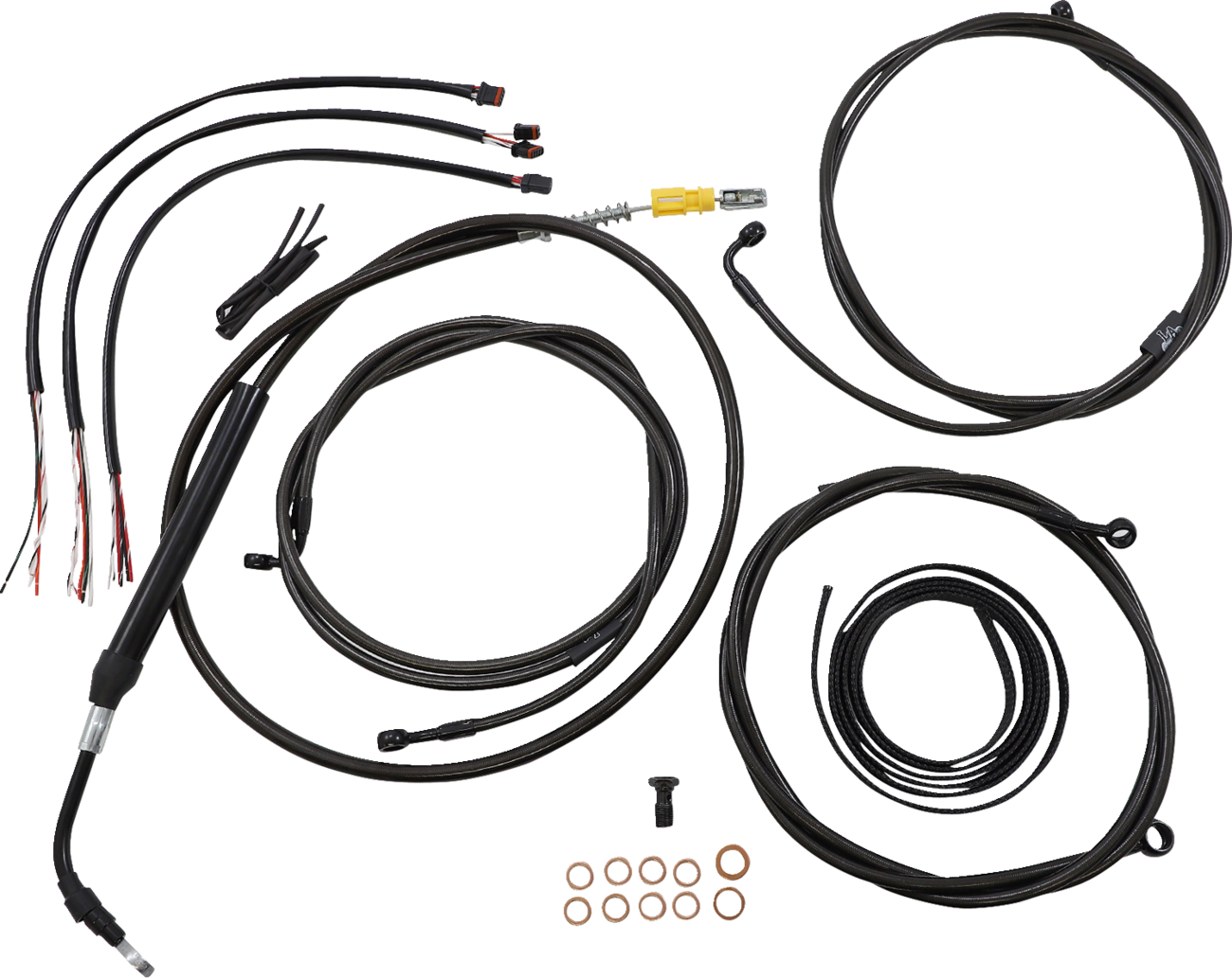 LA CHOPPERS Complete Midnight Braided Handlebar Cable/Brake Line Kit — Standard