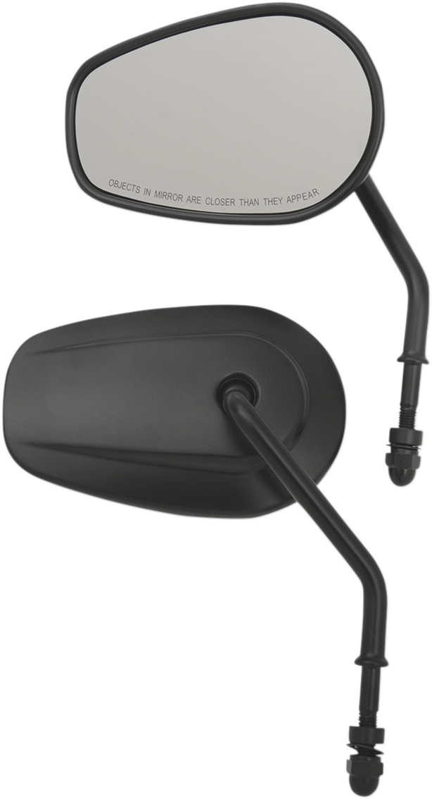 Drag specialties Mirrors - OEM/Replacement - Side View - Teardrop - Short Stem - Black - Pair
