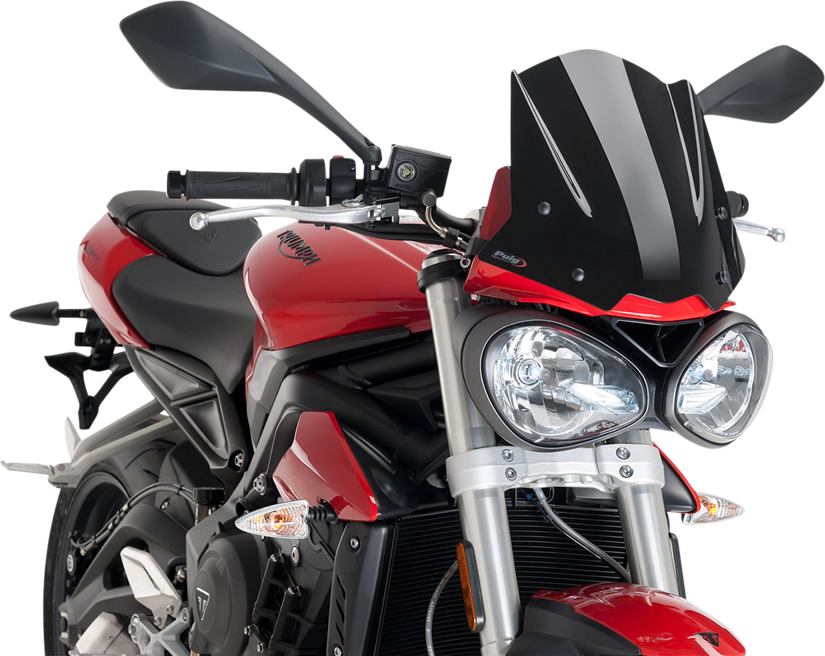 Puig hi-tech parts New Generation Windscreen - 12-1/4" - Black - Street Triple 765 2018-2019 Triumph Street Triple 765