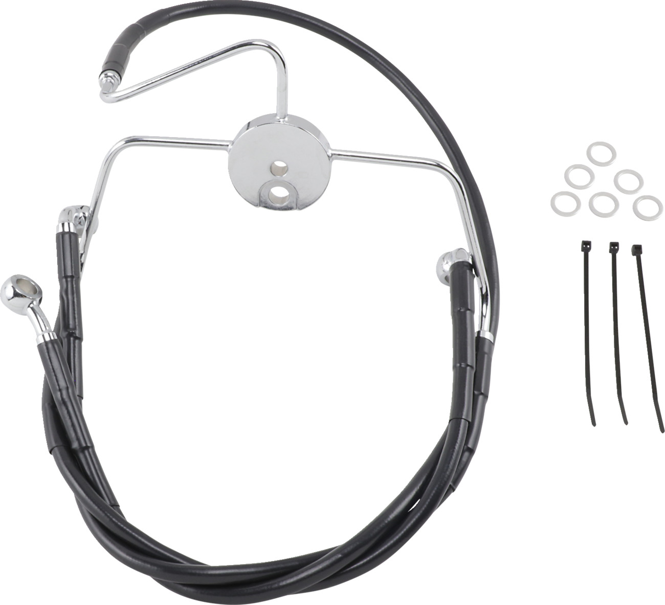 Drag specialties Brake Line - Front - Black - +4" Harley Davidson