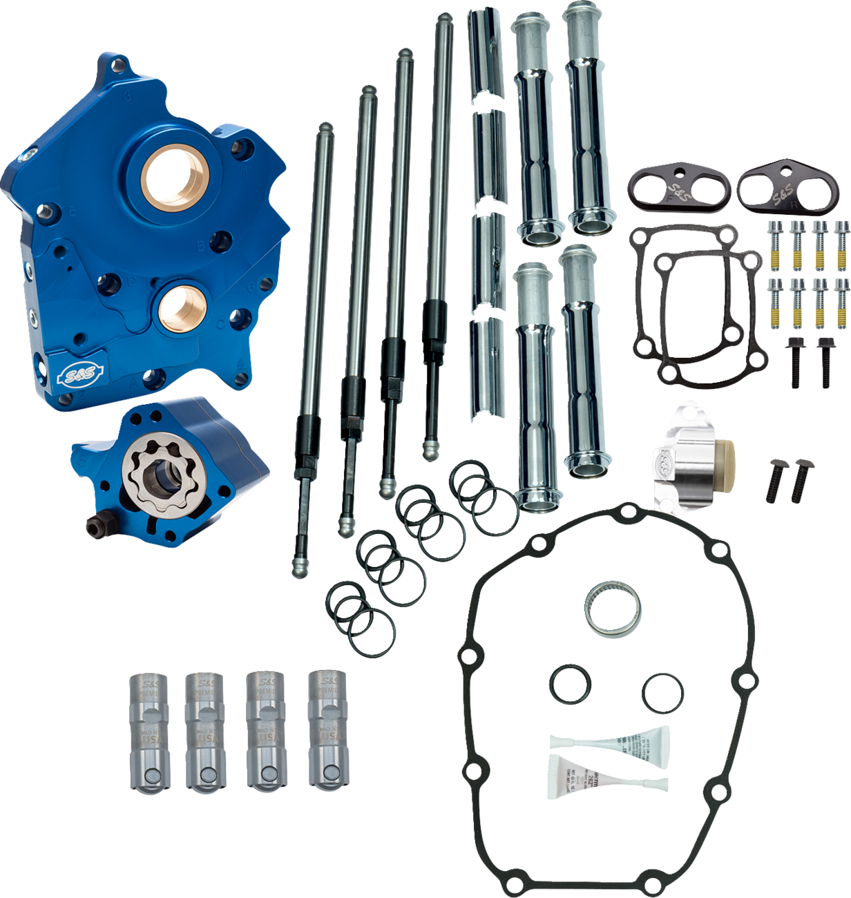 S&s cycle Cam Chest Kit without Cams - Chain Drive - Oil Cooled - Chrome Pushrods - M8 Harley Davidson