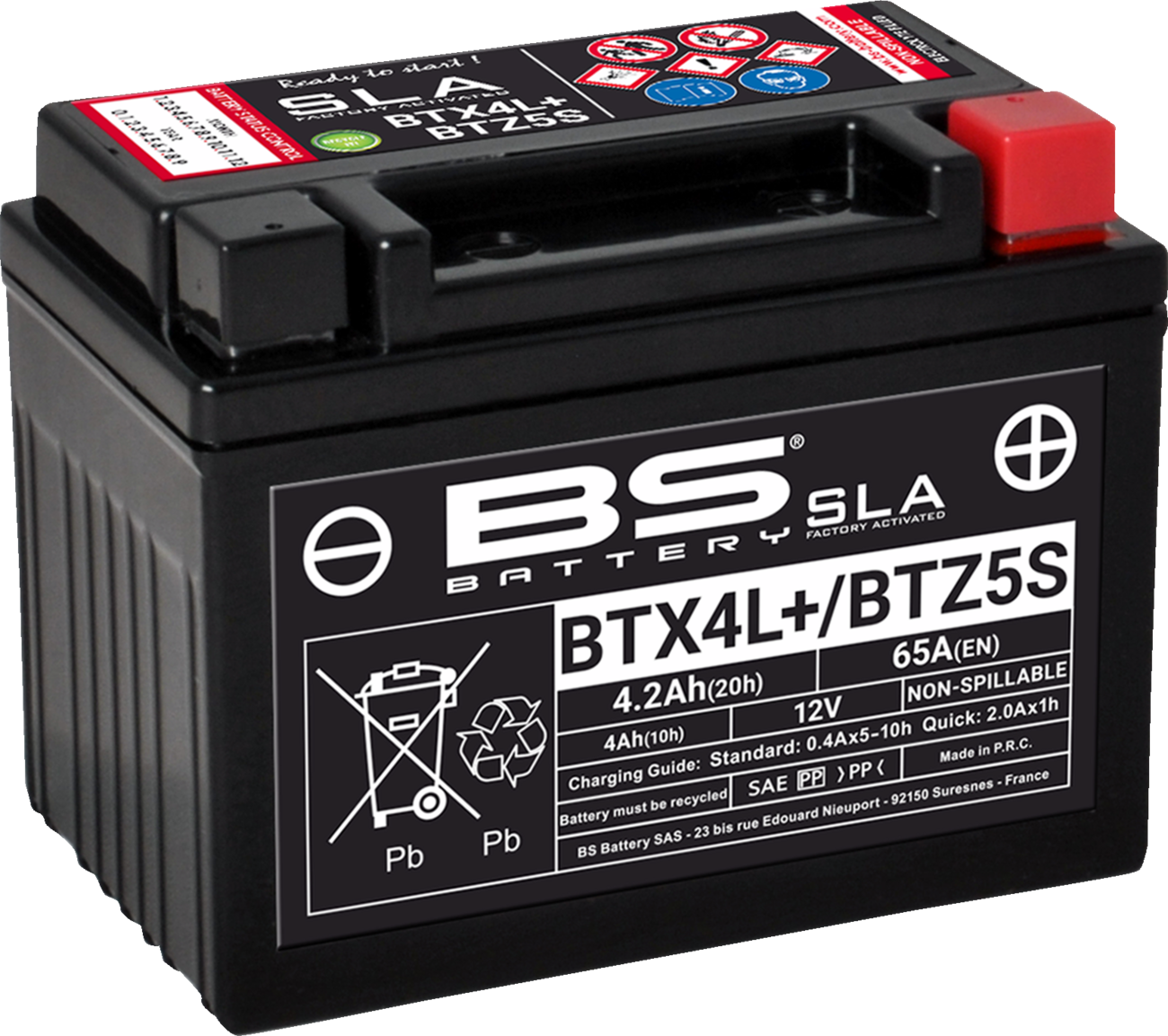 Bs battery Battery - BTX4L/BTZ5S (YTX) Honda/E-Ton/Gas Gas/Husaberg/Arctic Cat/Husqvarna/Kawasaki/KTM/Kymco/Suzuki/SYM/Yamaha/Sherco/Can-Am/Vespa/Cagiva