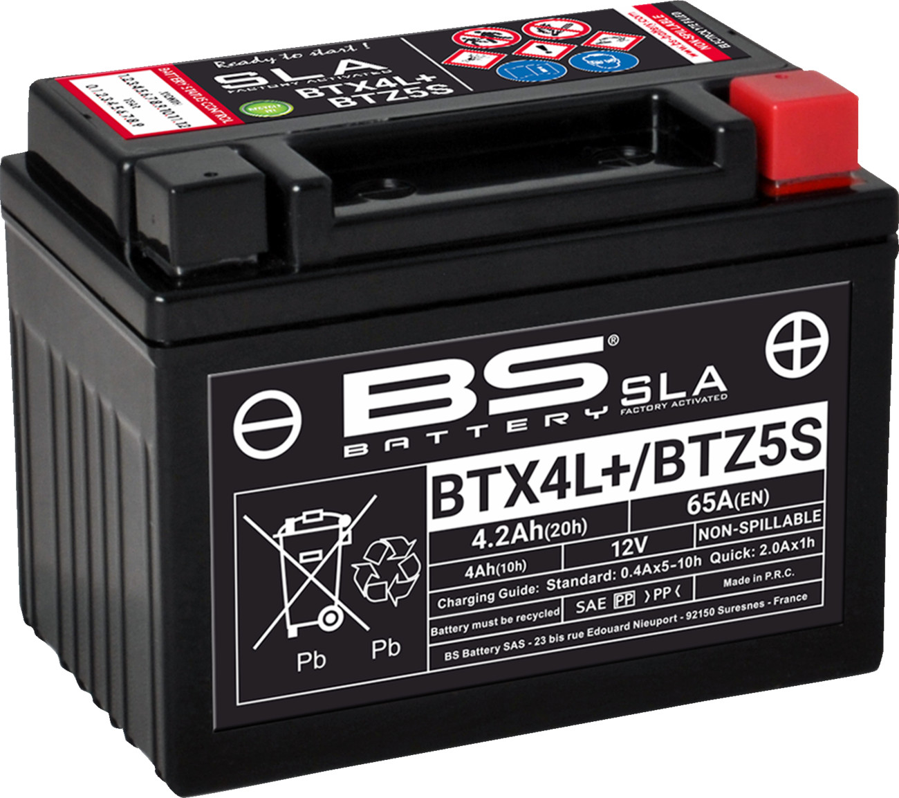 Bs battery Battery - BTX4L/BTZ5S (YTX) Honda/E-Ton/Gas Gas/Husaberg/Arctic Cat/Husqvarna/Kawasaki/KTM/Kymco/Suzuki/SYM/Yamaha/Sherco/Can-Am/Vespa/Cagiva