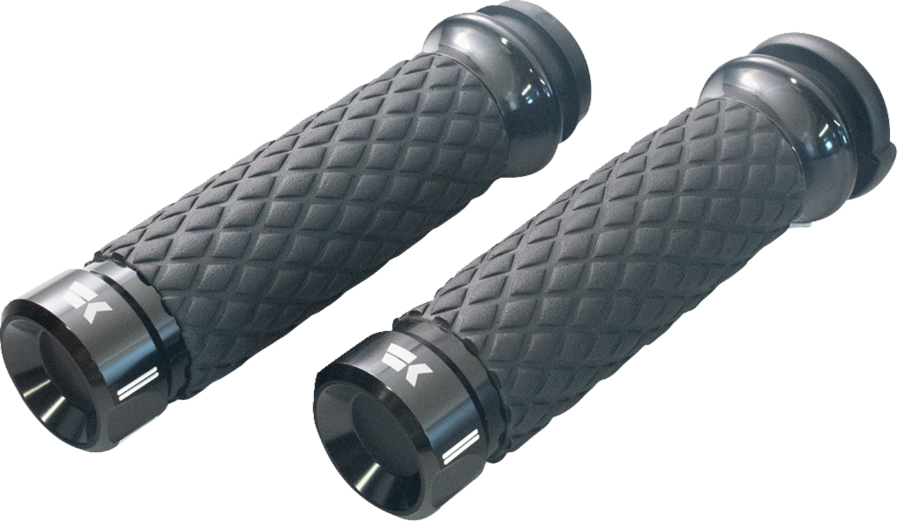 Khrome werks Klassic Grips - Custom Contour - Diamond - Black Harley Davidson