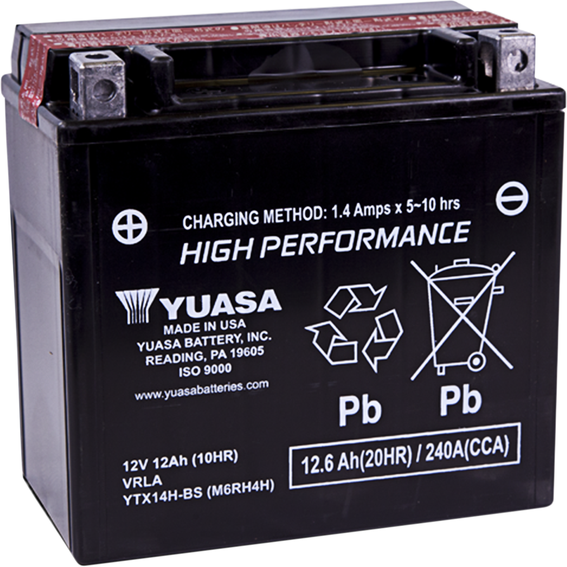 Yuasa AGM Battery - YTX14H-BS .69L Aprilia/BMW/Honda/Kawasaki/Triumph/Piaggio/Suzuki/Yamaha/Ducati/Vespa/Husqvarna/Indian/Kymco/KTM/Royal Enfield/Moto Guzzi