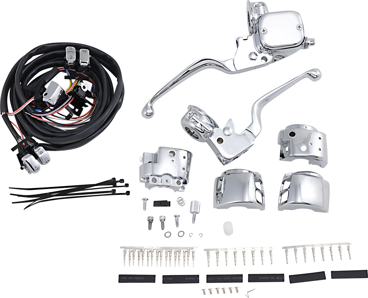 Chrome Handlebar Controls Kit Single Disc Harley Softail FLHR FXD/FXDWG XL eBay