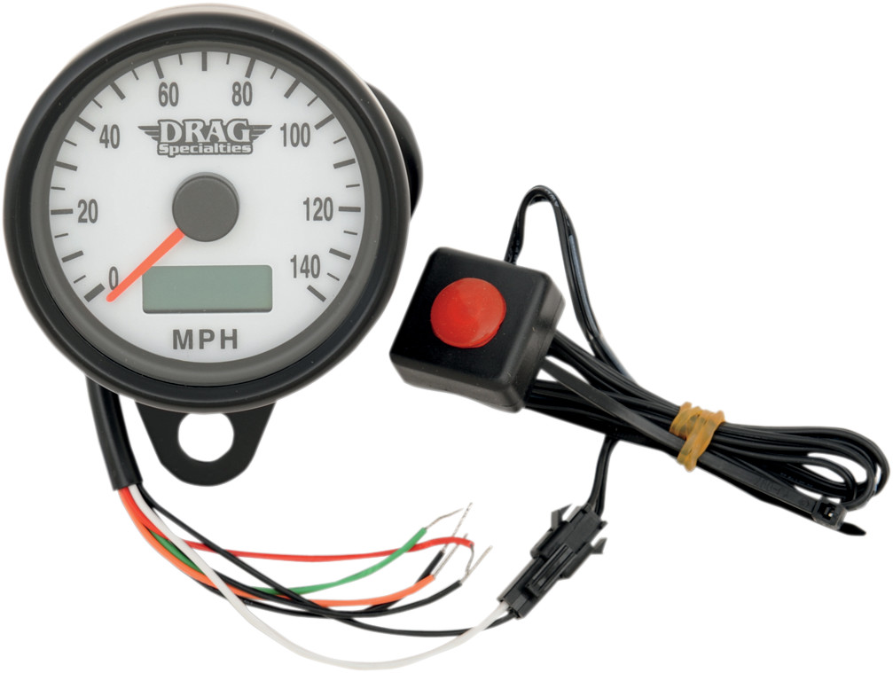 Drag specialties Programmable Mini Electronic Speedometer with Odometer/Tripmeter - 2.4" - Black Harley Davidson