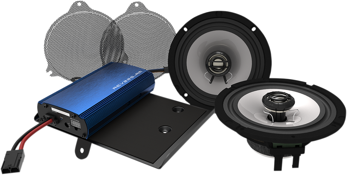 Hogtunes 6 1/2" Front Fairing Speaker 225 Watt Amp Kit for 1418 Harley