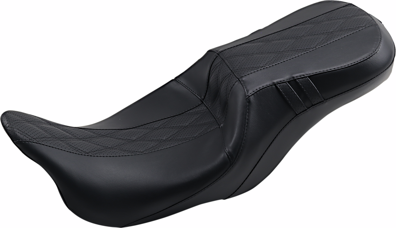 Le pera Outcast GT-2 Seat - 2-Up - w/o Backrest - Black Double Diamond - Perforated - FL '08-'23 Harley Davidson