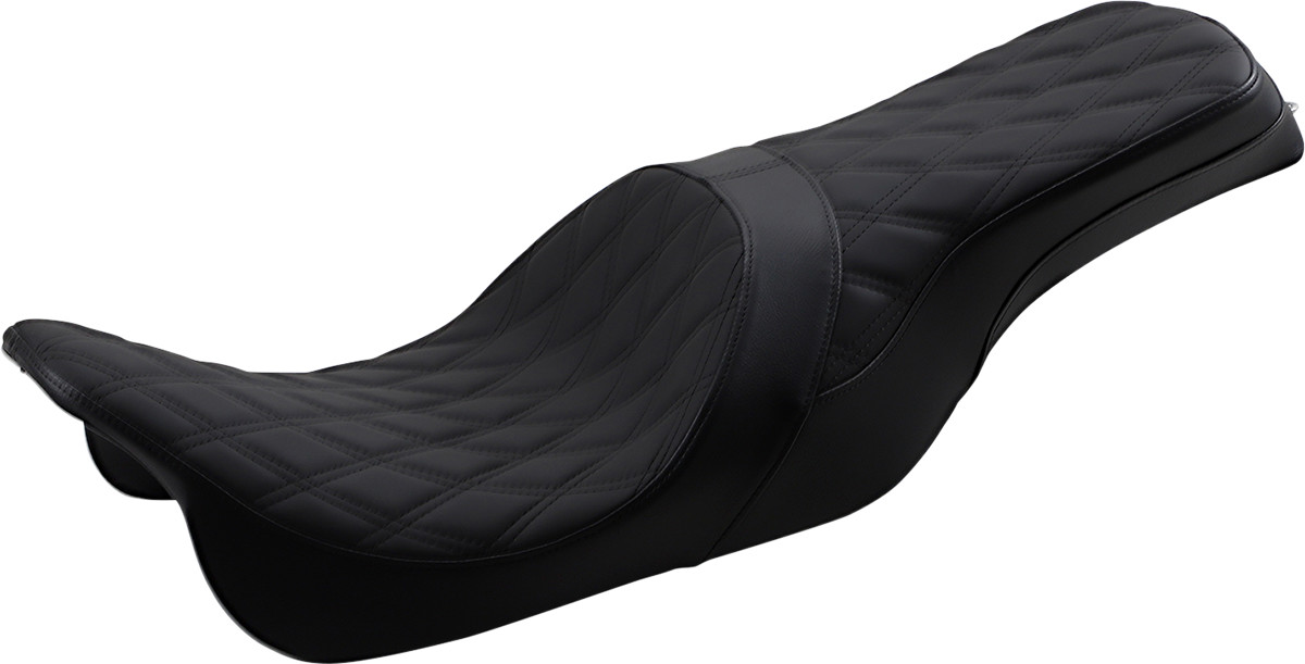 Drag specialties seats Forward Positioned Predator 2-Up Seat - Double Diamond - Black Stitching - FL '08-'23 Harley Davidson