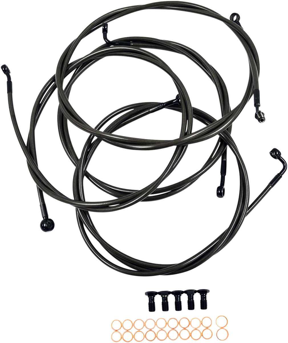 La choppers Standard Midnight Braided Handlebar Cable/Brake Line Kit - 12"-14" Ape Hangers - '14-'16 FLH Harley Davidson