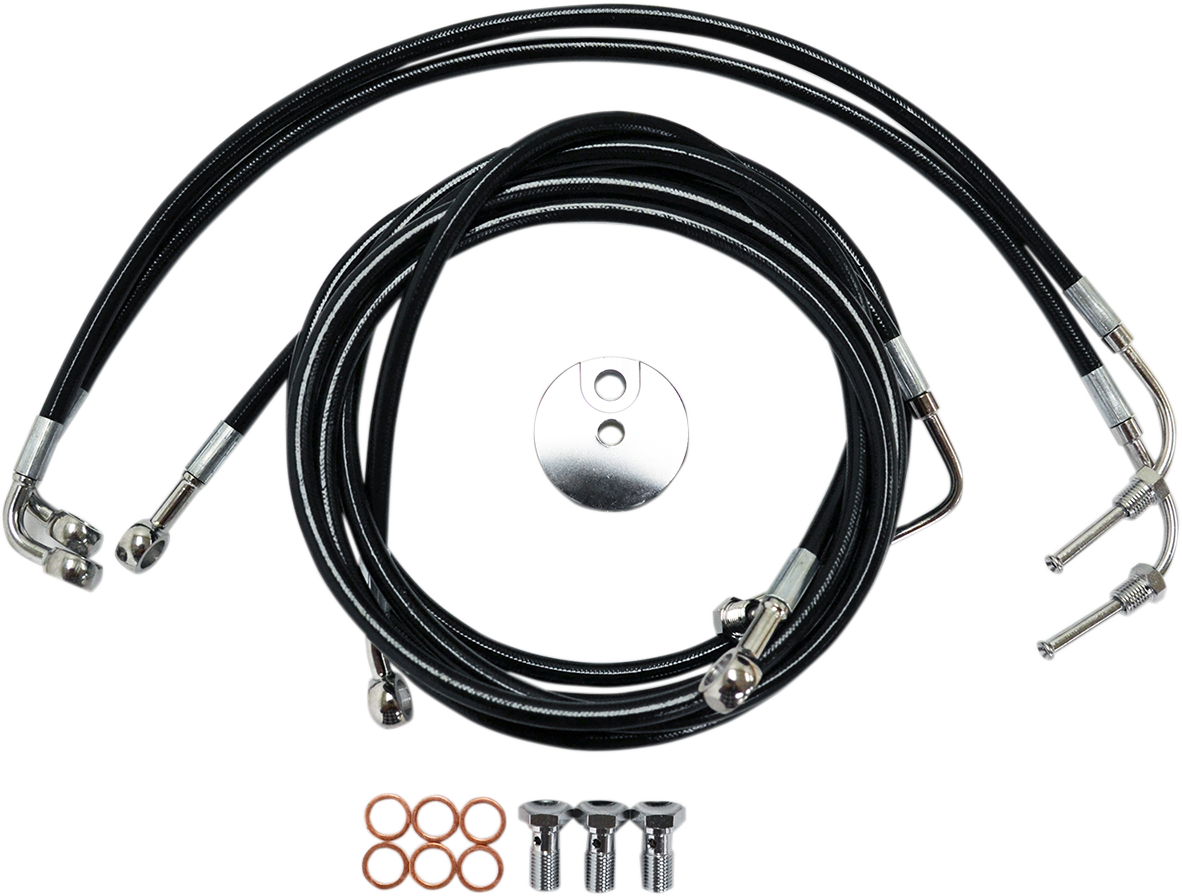 LA CHOPPERS Black Braided Brake Line Kit