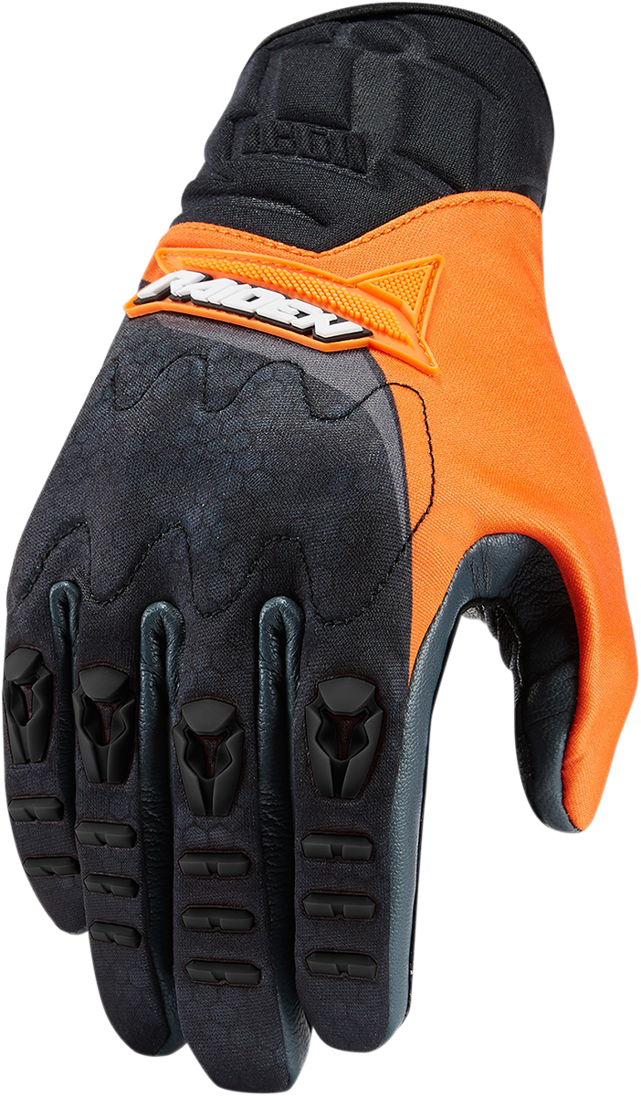 Icon Raiden Mens UX Orange Textile Motorcycle Riding Street Racing Gloves Medium