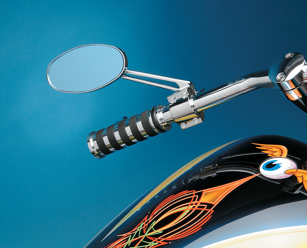 Drag specialties Mirror - Stealth II - Side View - Oval - Chrome w/Anti-Glare Blue Tint Harley Davidson