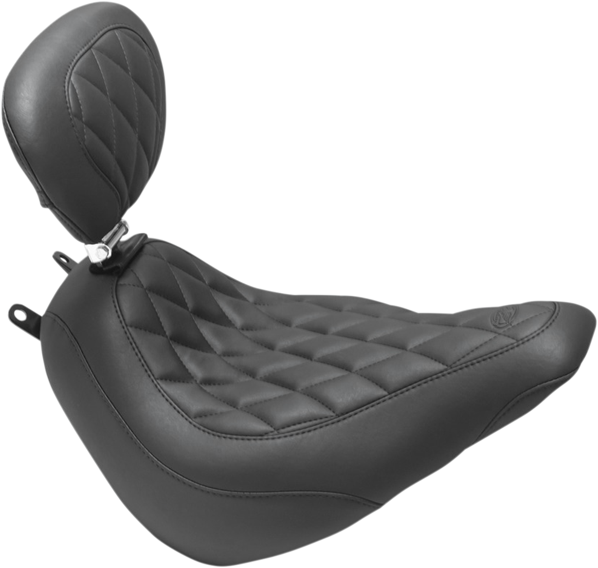 Mustang Wide Tripper™ Seat - with Driver's Backrest - Diamond 2018-2021 Harley Davidson FLHC Heritage Classic 107 / 2018-2021 Harley Davidson FLHCS Heritage Classic 114 / 2018-2020 Harley Davidson FLDE Deluxe 107