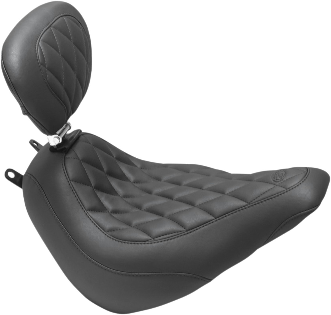 Mustang Wide Tripper™ Seat - with Driver's Backrest - Diamond 2018-2021 Harley Davidson FLHC Heritage Classic 107 / 2018-2021 Harley Davidson FLHCS Heritage Classic 114 / 2018-2020 Harley Davidson FLDE Deluxe 107