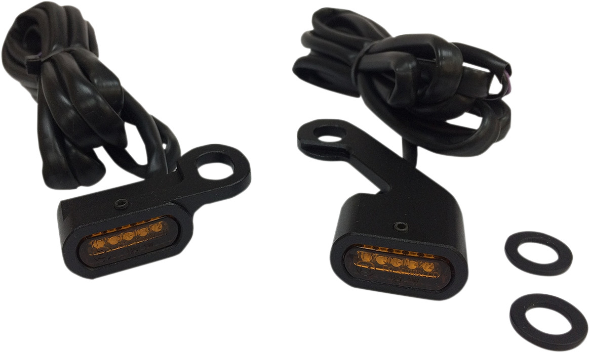 Drag specialties LED Handlebar Marker Lights - Black/Amber Harley Davidson