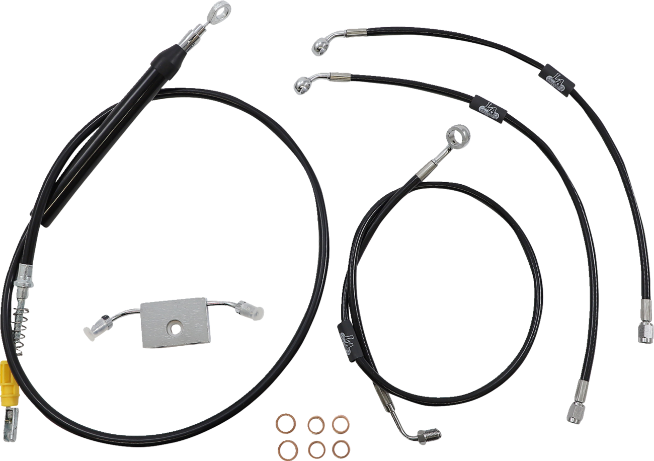 LA CHOPPERS Standard Black Vinyl Handlebar Cable/Brake Line Kit — Ape Hanger