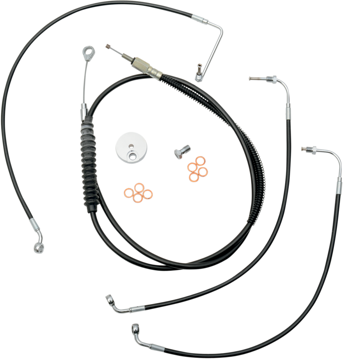 LA CHOPPERS Standard Black Vinyl Handlebar Cable/Brake Line Kit — Mini/Ape Hanger