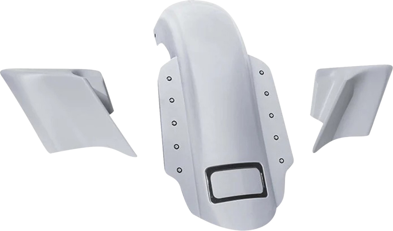 PAUL YAFFE BAGGER NATION Swoop Three Piece Stretched Rear Fender Kit With Side Panels and Lightening Bolts