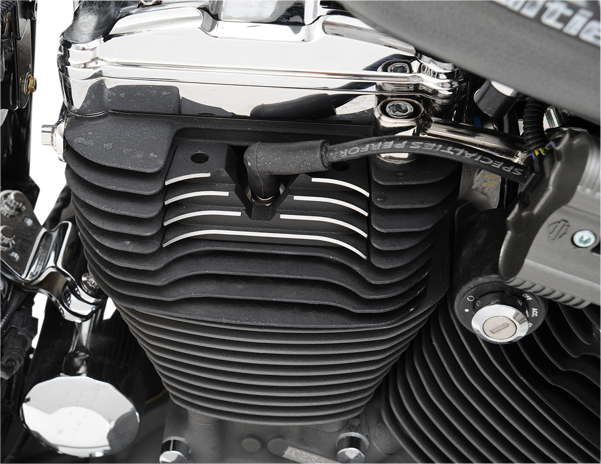 Drag specialties Spark Plug Cover - Wrinkle Black - Sportster