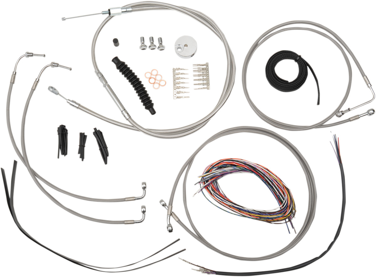 LA CHOPPERS Complete Stainless Braided Handlebar Cable/Brake Line Kit — Cable Kit