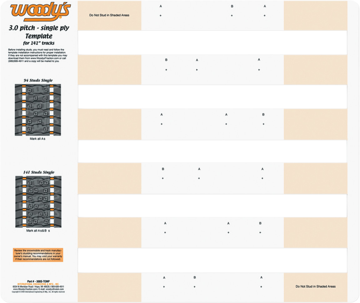 WOODY'S 300S Studding Template