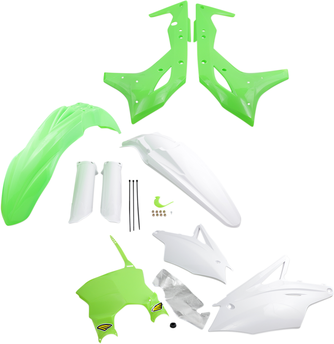 Cycra Body Kit - Powerflow - Fluorescent Green/White - KX250F 2017-2020 Kawasaki KX250F