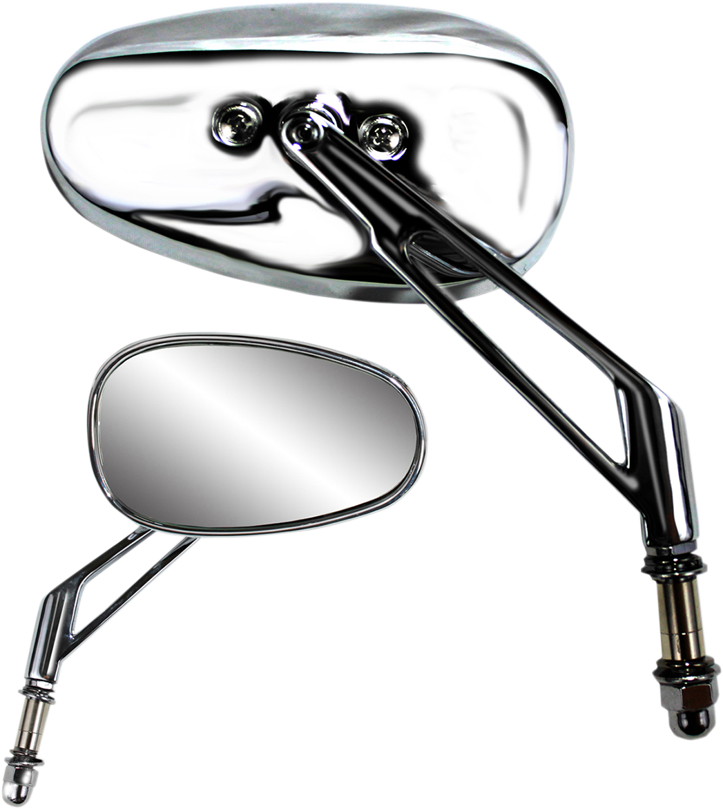 Parts unlimited Mirror - Side View - Teardrop - Short - Chrome