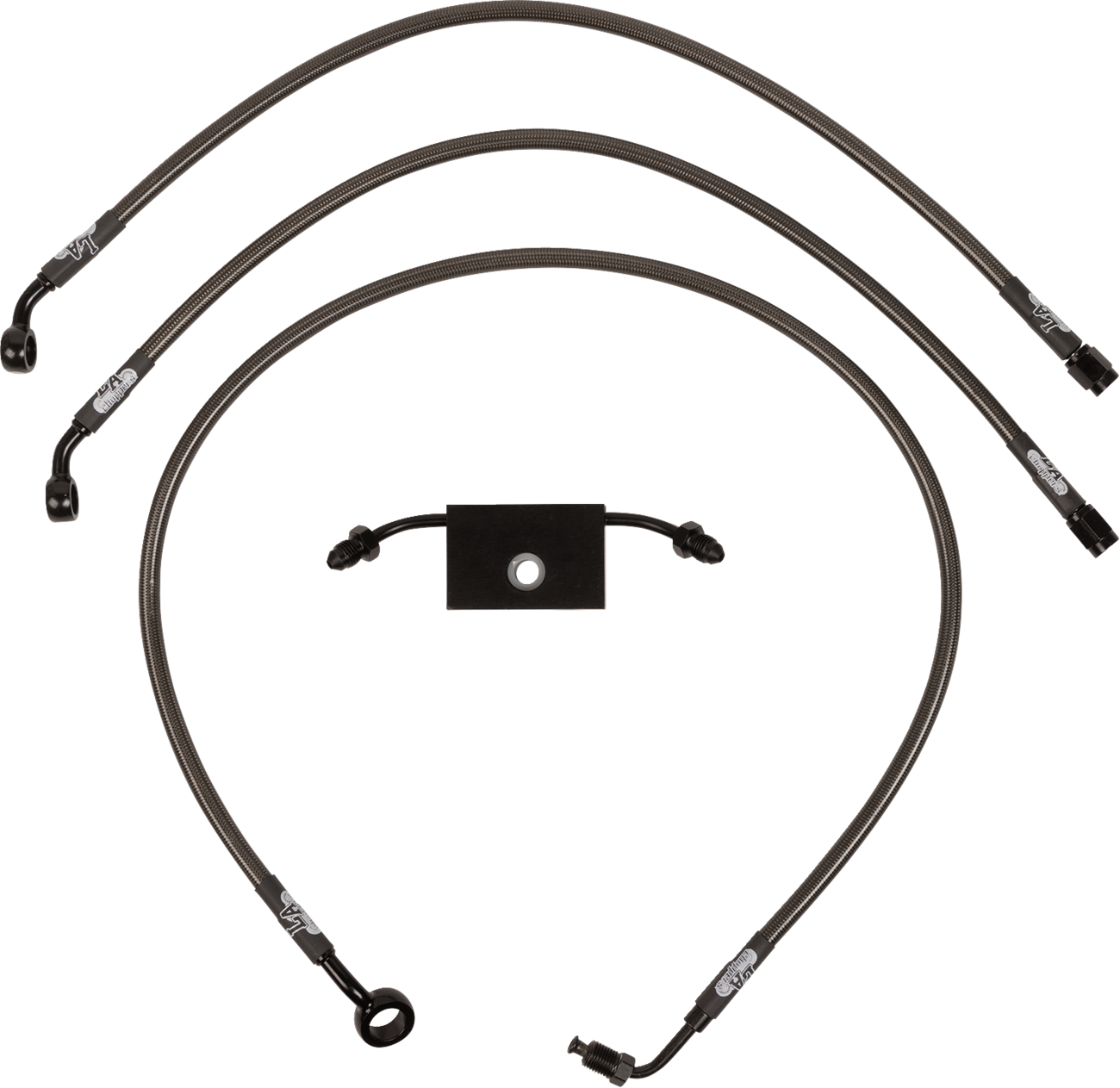 LA CHOPPERS Midnight Braided Brake Line Kit