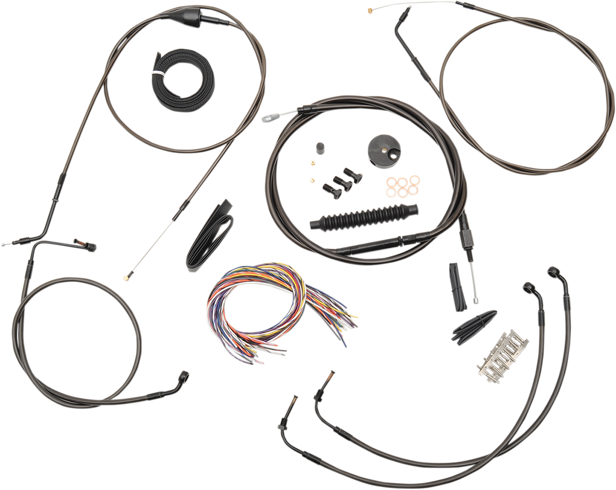 LA CHOPPERS Complete Midnight Braided Handlebar Cable/Brake Line Kit — Mini