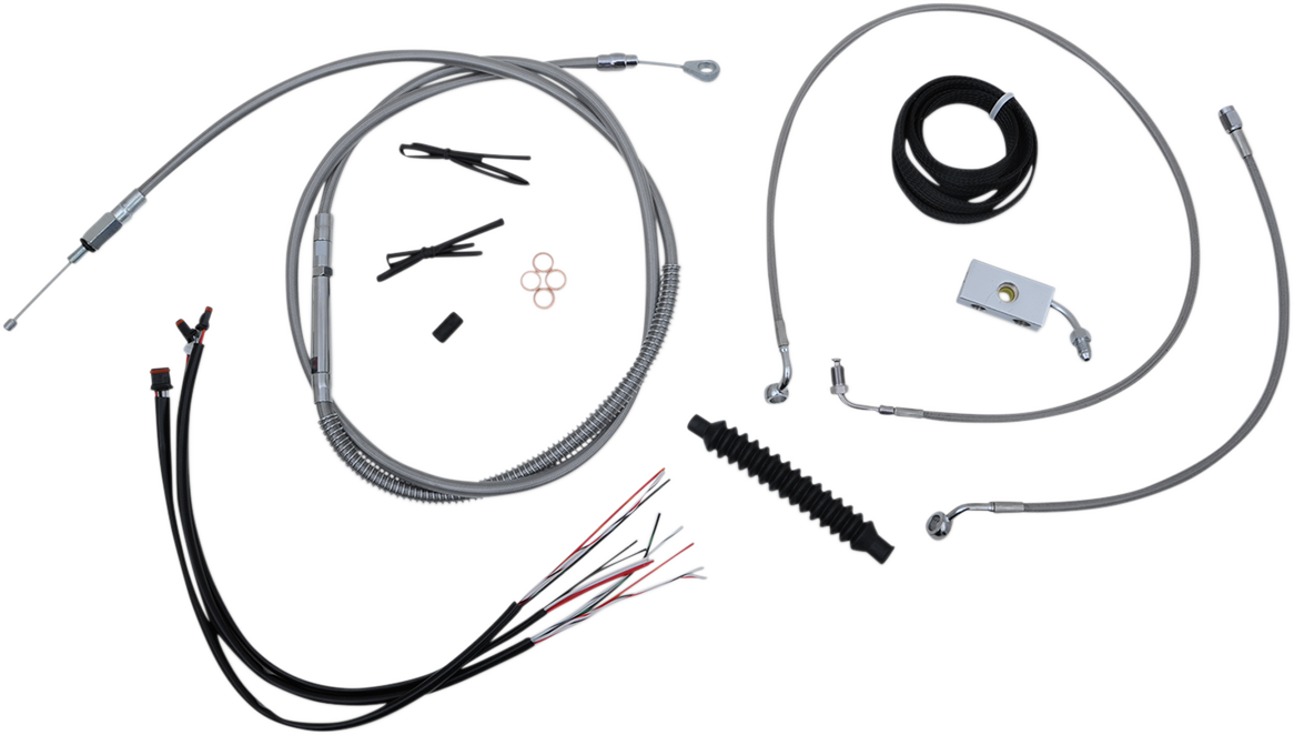 La choppers Complete Stainless Braided Handlebar Cable/Brake Line Kit - 18"-20" Handlebars - '18-'22 Softail Harley Davidson
