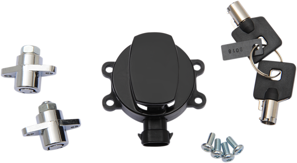 Drag specialties Side Hinge Ignition Switch with Saddlebag Lock - Gloss Black 2014-2022 Harley Davidson FLHR Road King / 2017-2025 Harley Davidson FLHRXS Road King Special