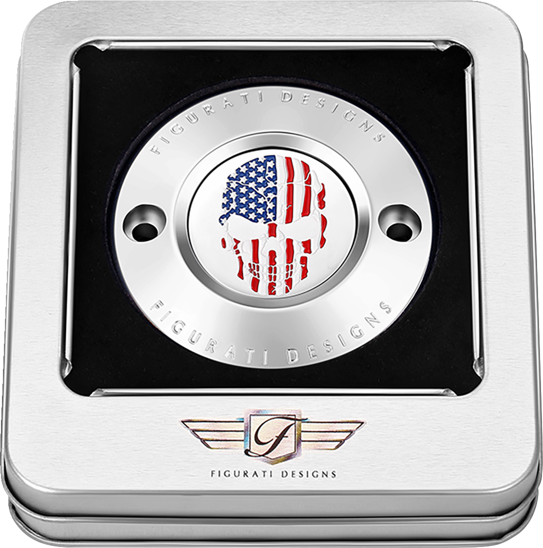 Figurati Designs Flag Skull Timing Cover For Harley M8 2017-2026