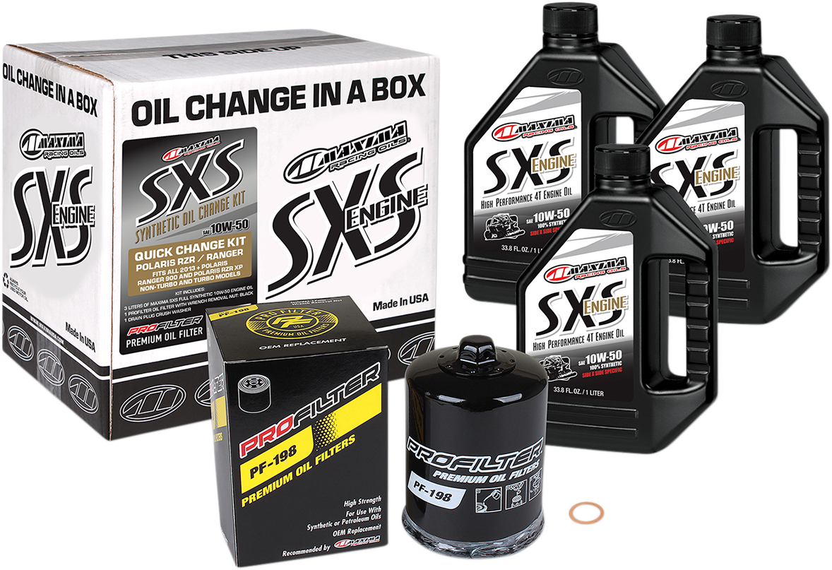 Maxima SxS Full Synthetic Quick Change Oil Kit Polaris Ranger / RZR 2013-2021