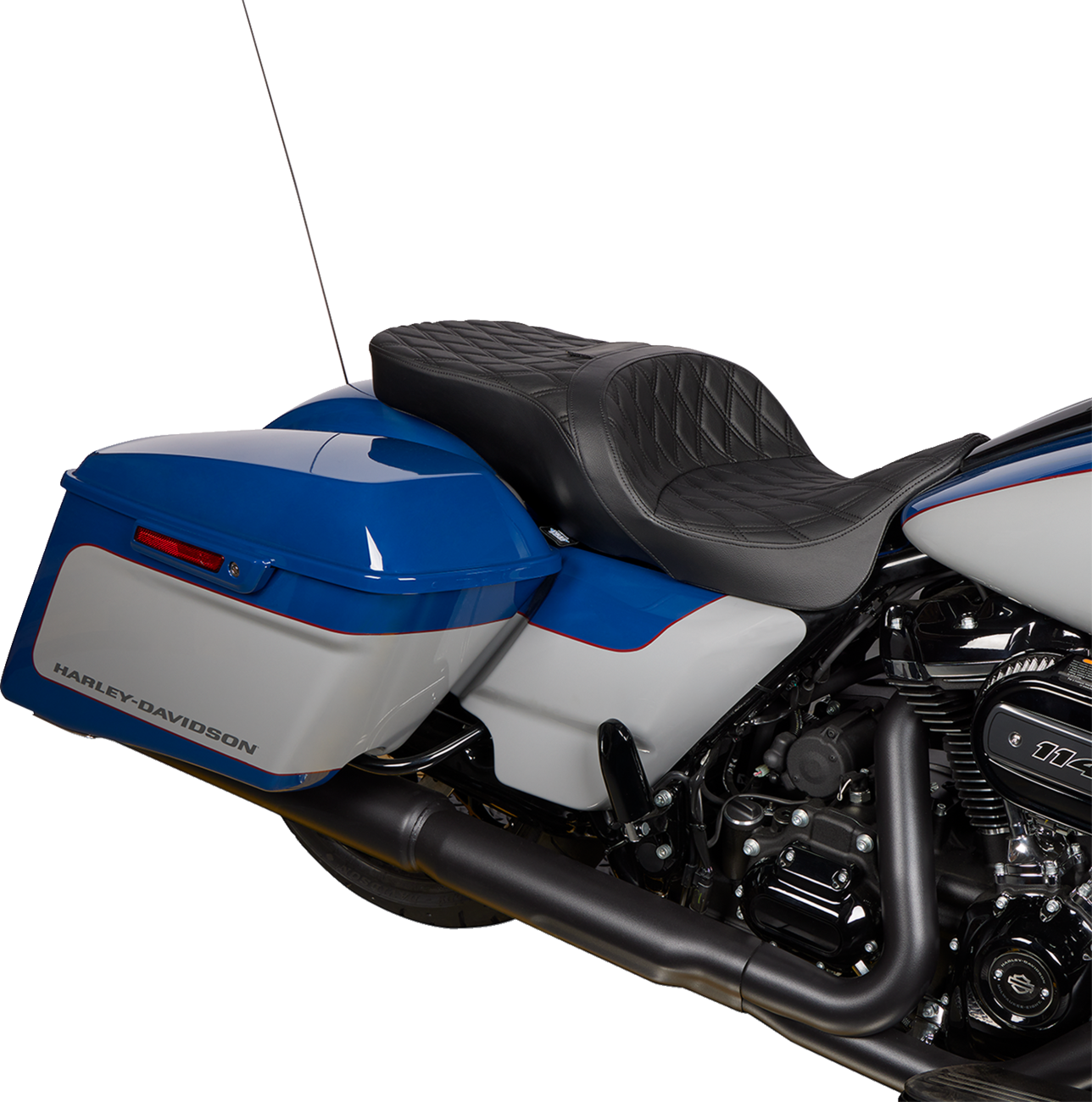 Drag specialties seats Freedom Seat - Vinyl - Double Diamond Black Stitch - FLH '09-'23 Harley Davidson