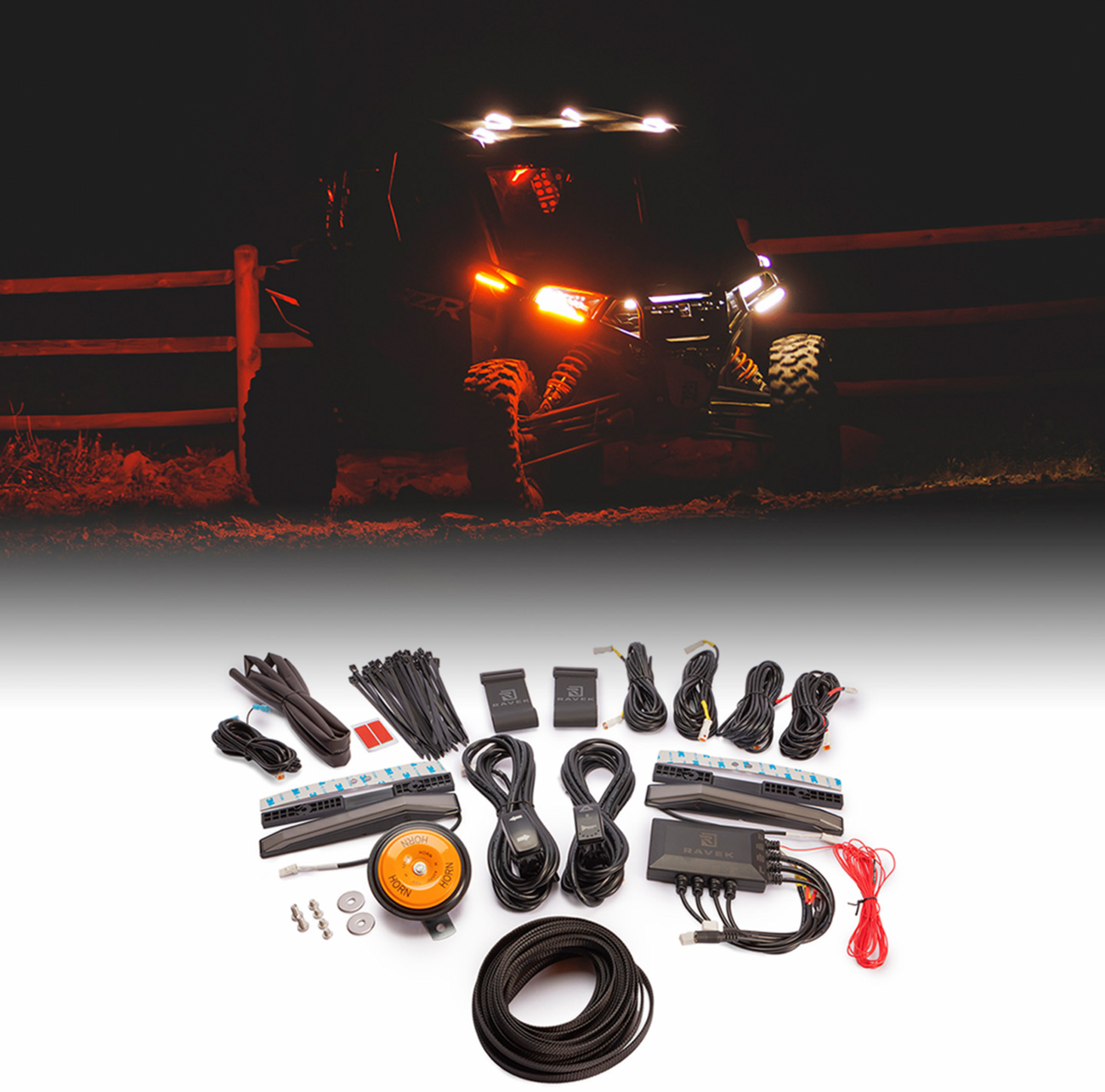 Ravek Auto-Cancel Turn Signal Kit w/White Running Lights Polaris RZR Turbo R 2022-2025