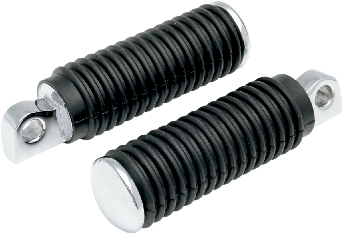 Drag Specialties Chrome Foot Pegs with Rubber Sleeves — Pair