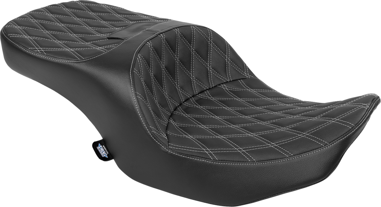 Drag specialties seats Freedom Seat - Black - Vinyl - Silver Double Diamond Stitch - FLT/FLH '23-'25 Harley Davidson