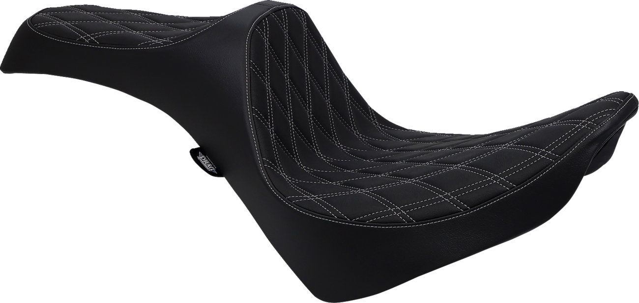 Drag specialties seats Predator III Seat - Double Diamond - Silver Stitching - FL/FX '18-'22 Harley Davidson