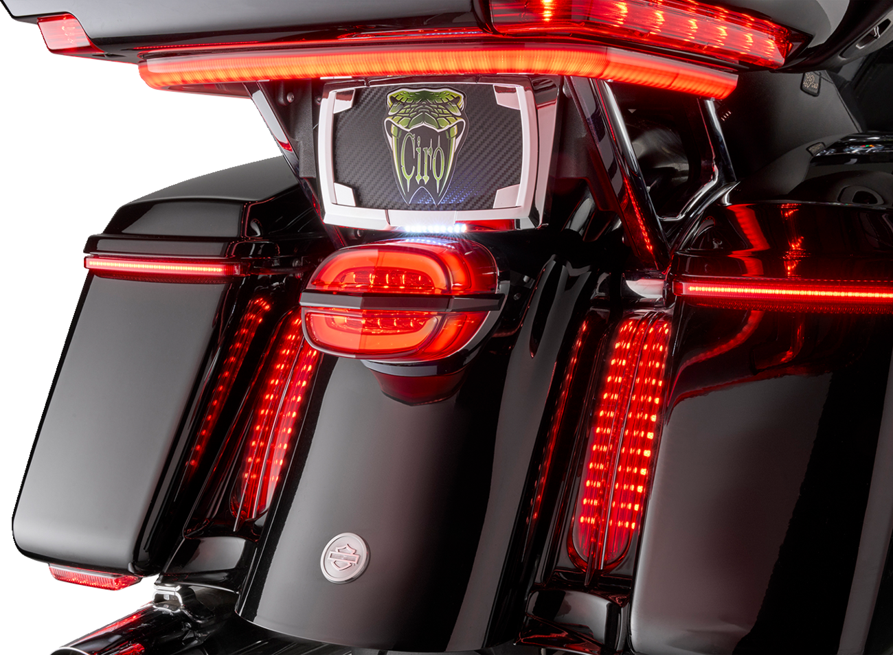 Ciro Taillight - Red Lens - with License Plate Light Harley Davidson