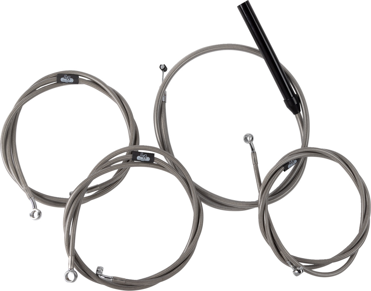 LA CHOPPERS Complete Stainless Braided Handlebar Cable/Brake Line Kit — Cable Kit