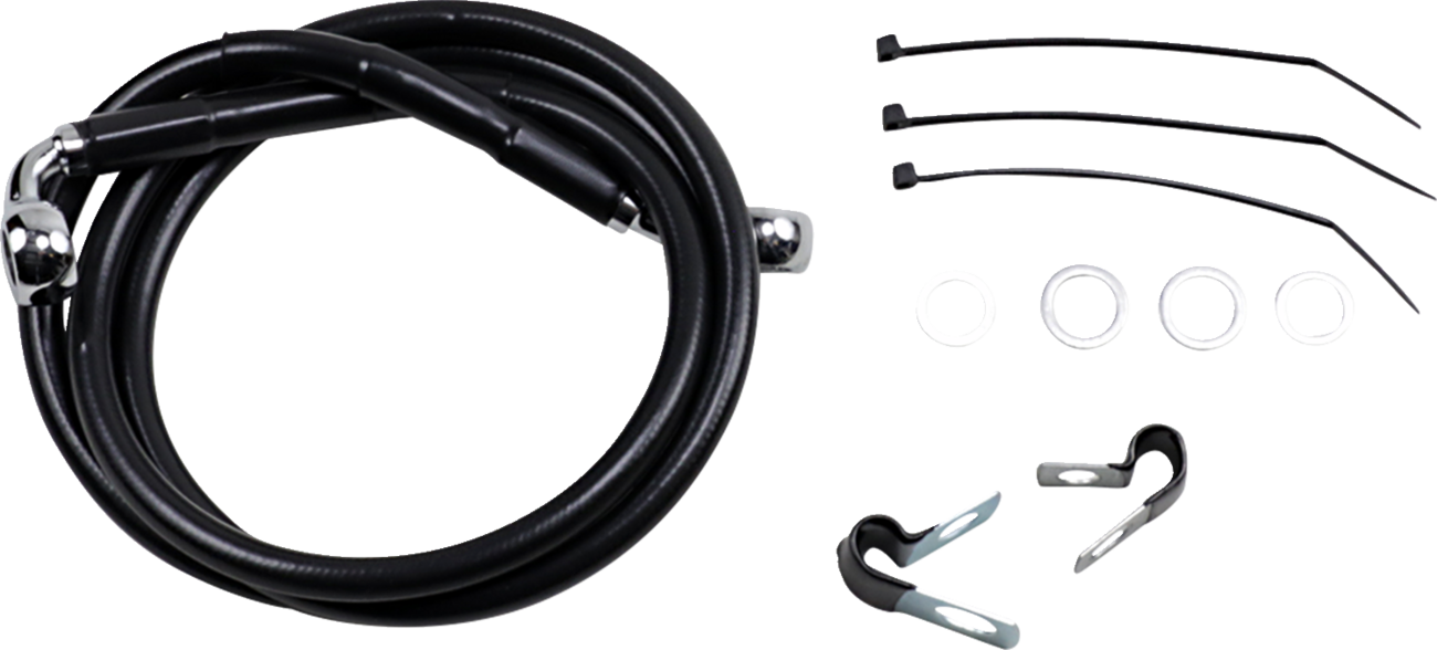 Drag specialties Brake Line - Front - Black - +6" - FXD '00-'05 2000-2005 Harley Davidson FXD Dyna Super Glide / 2004-2005 Harley Davidson FXDI Dyna Super Glide