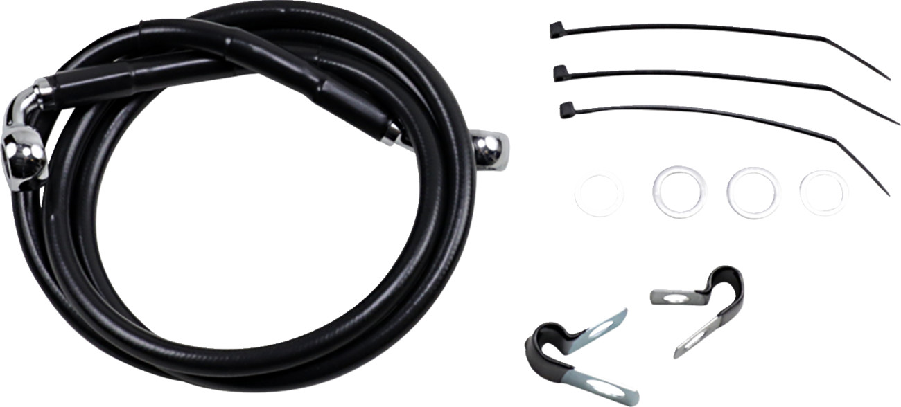 Drag specialties Brake Line - Front - Black - +6" - FXD '00-'05 2000-2005 Harley Davidson FXD Dyna Super Glide / 2004-2005 Harley Davidson FXDI Dyna Super Glide