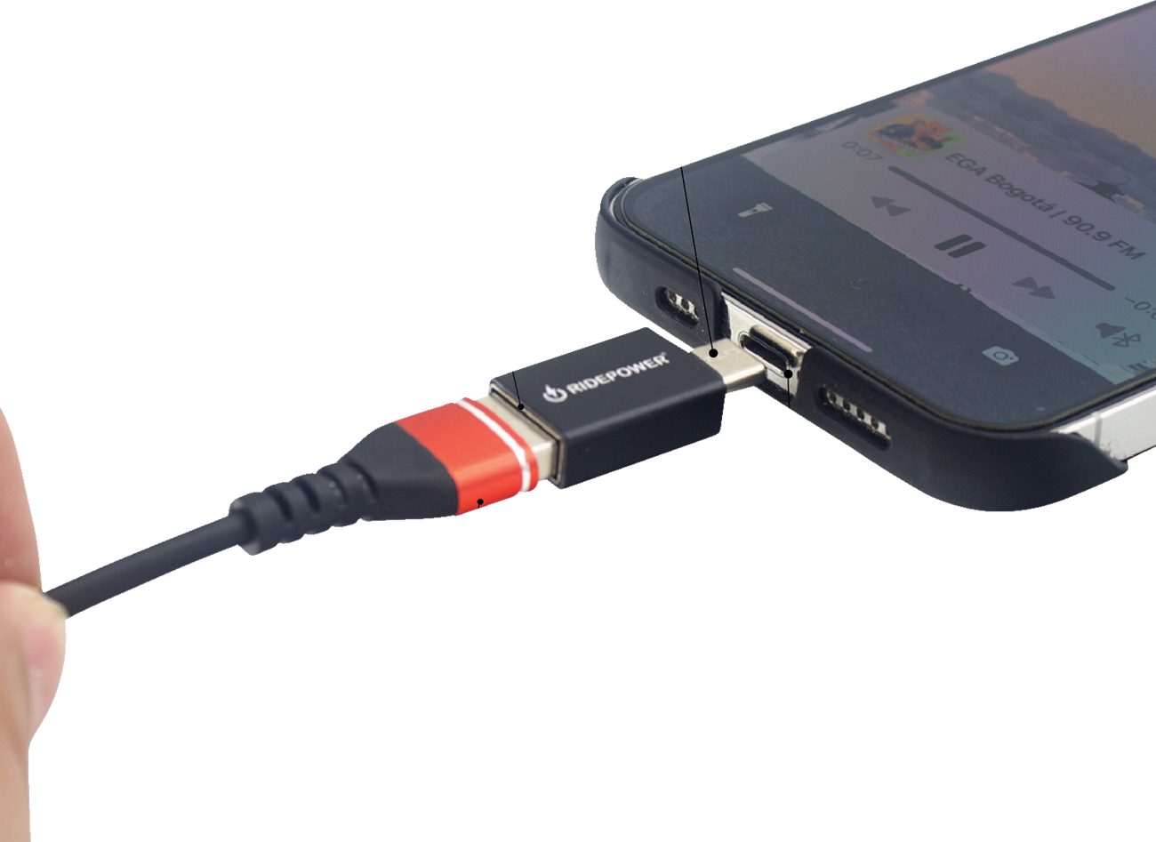 RidePower Male USB To Female USB-C Power Adapter