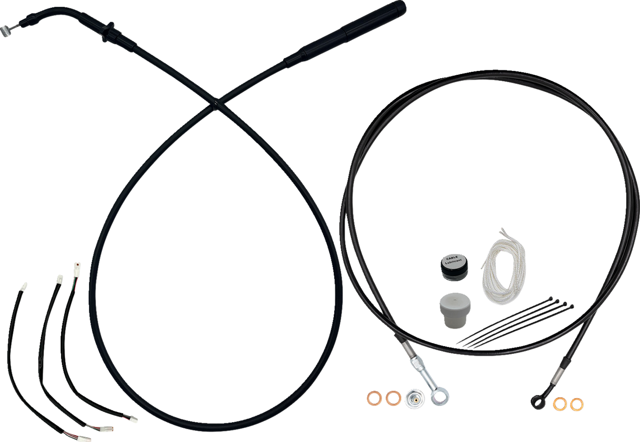 Fat baggers inc. EZ Install Kit - 12" Handlebars - Upper Clutch - Full Length - Black Harley Davidson