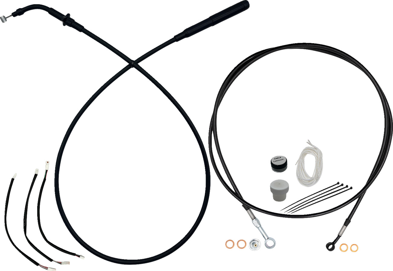 Fat baggers inc. EZ Install Kit - 12" Handlebars - Upper Clutch - Full Length - Black Harley Davidson