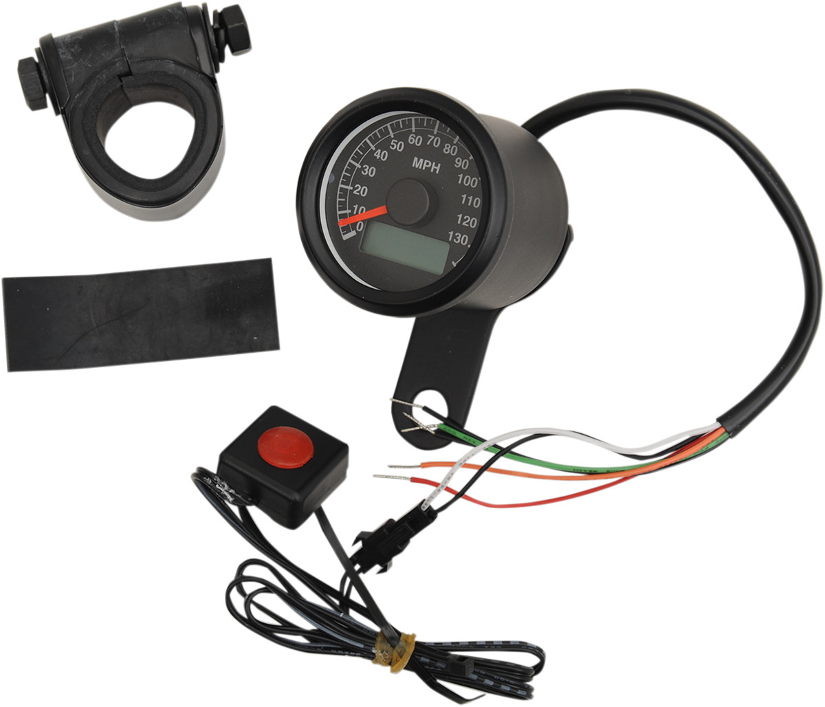 Drag specialties Programmable Mini Electronic Speedometer with Odometer/Tripmeter - 1.87" - Black Harley Davidson