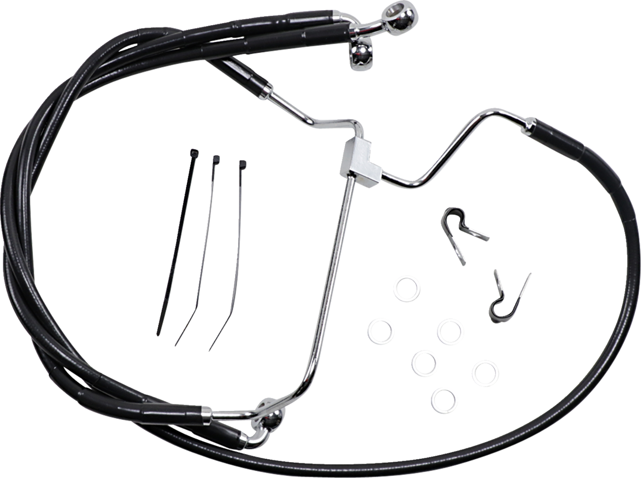 Drag specialties Brake Line - Front - Black - +6" Harley Davidson