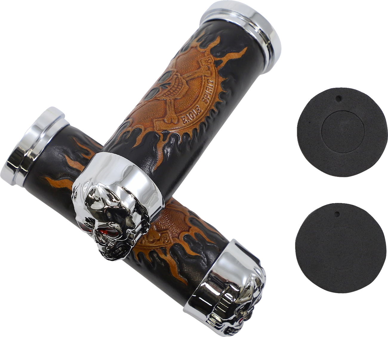 Drag specialties Skull Grips - Red Eyes - Chrome Harley Davidson